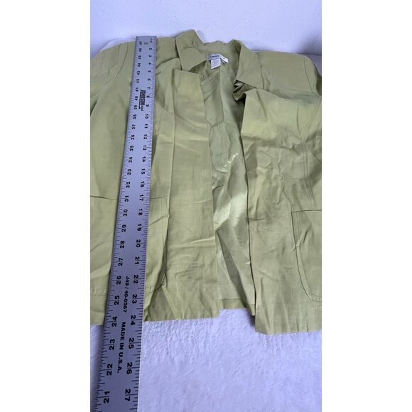 Coldwater Creek Womens Green Silk Linen Open Front Blazer Jacket Large Casual - Picture 7 of 8